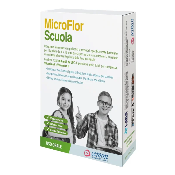 Scuola_cdc MicroFlor Scuola - 30 compresse masticabili da 1,78g al gusto fragola
